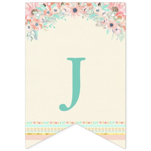 Bohoのシックな種族の矢の羽のモモのピンクのミント バンティングフラッグ (第1の旗)