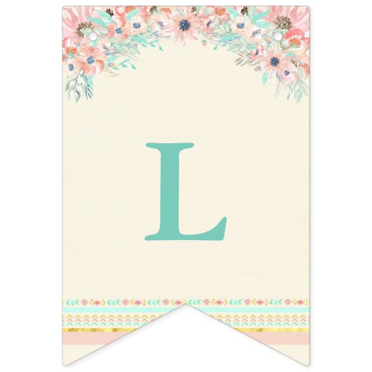 Bohoのシックな種族の矢の羽のモモのピンクのミント バンティングフラッグ (第3の旗)