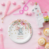 Bohoのシックな花のベビー象のピンクの金ゴールド7"プレート ペーパープレート (パーティー)