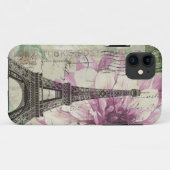 Bohoのシックな花のヴィンテージのパリエッフェル塔 Case-Mate iPhoneケース (裏面(横))