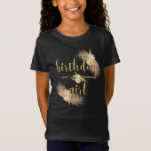 Bohoのシックな金誕生日の女の子の黒のワイシャツ Tシャツ (正面)