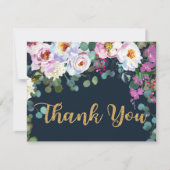 Bohoのシャクヤク海軍花のモダンは感謝していしています サンキューカード (正面)