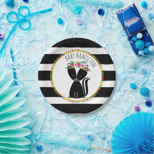 Bohoのスカンクのカード・ストック刺激を受けたでカスタムなベビーシャワー ペーパープレート (パーティー)