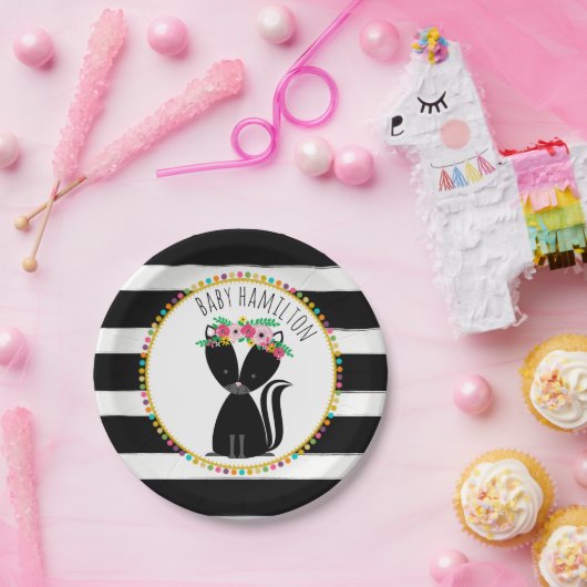 Bohoのスカンクのカード・ストック刺激を受けたでカスタムなベビーシャワー ペーパープレート (パーティー)