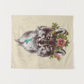 Bohoのスタイルのオオカミのハローのポートレート タペストリー (正面(横))