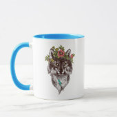 Bohoのスタイルのオオカミのハローのポートレート マグカップ (左)