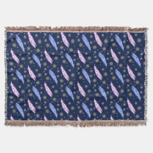 bohoのスタイルはパターンに羽をつけます スローブランケット (正面)