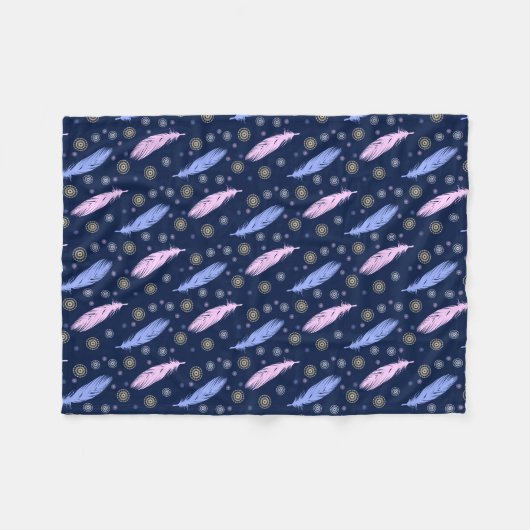 bohoのスタイルはパターンに羽をつけます フリースブランケット (正面(横))