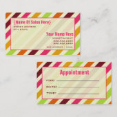 Bohoのストライプな美容師のサロンのアポイントメント 予約カード (正面/裏面)