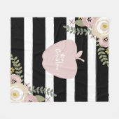 Bohoのストライプの挨りだらけの花のピンクのAppleの先生 フリースブランケット (正面(横))