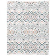 Bohoのティール（緑がかった色）のモモの淡い色のな灰色の水彩画の洗浄パターン