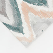 Bohoのティール(緑がかった色)のモモの淡い色のな灰色の水彩画の洗浄パターン フリースブランケット (角)