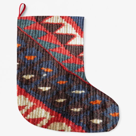 Bohoのトルコのエキゾチックなボヘミアの民族のペルシャ絨毯 ラージクリスマスストッキング (正面)
