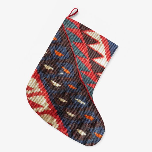 Bohoのトルコのエキゾチックなボヘミアの民族のペルシャ絨毯 ラージクリスマスストッキング (正面 (吊り時))