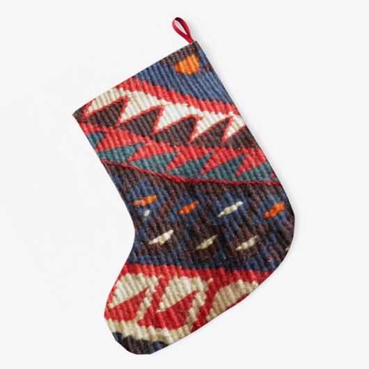 Bohoのトルコのエキゾチックなボヘミアの民族のペルシャ絨毯 ラージクリスマスストッキング (裏面 (吊り時))