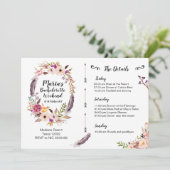 Bohoのバチェロレッテの週末の旅程の招待状 招待状 (スタンド正面)