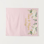 Bohoのバック結婚プレックスピンク金ゴールドフォトブースプロップ タペストリー (正面(横))