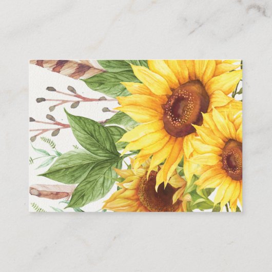 BohoのヒマワリのDreamcatcherの夏のおむつのラッフル エンクロージャーカード (裏面)