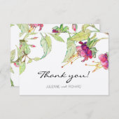 Bohoのピンクの花のモダンな結婚式のサンキューカード サンキューカード (正面/裏面)