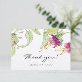Bohoのピンクの花のモダンな結婚式のサンキューカード サンキューカード (スタンド正面)