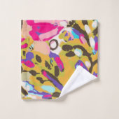 Bohoのピンクの花柄I バスタオルセット (ウォッシュタオル)