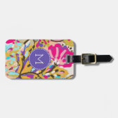 Bohoのピンクの花柄I ラゲッジタグ (正面横)