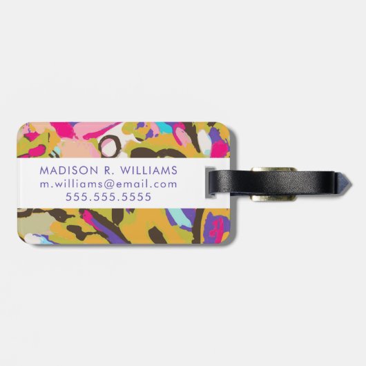 Bohoのピンクの花柄I ラゲッジタグ (裏面横)