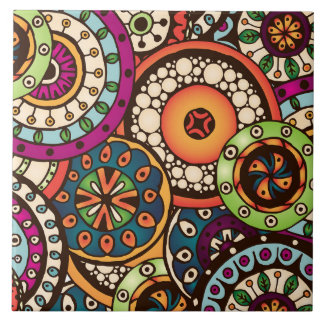 Bohoのファンキーで粋なレトロの抽象芸術パターン タイル