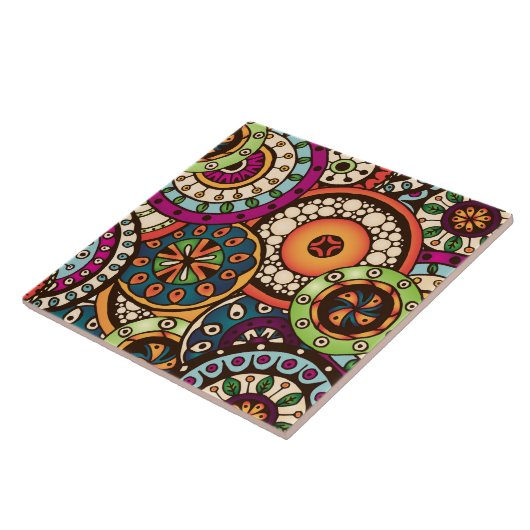 Bohoのファンキーで粋なレトロの抽象芸術パターン タイル (側面)