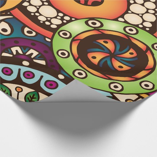 Bohoのファンキーで粋なレトロの抽象芸術パターン ラッピングペーパー (角)