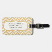 BOHOのフェイクなバーラップnのレースのシェブロンのモダンでモダンなスタイル ラゲッジタグ (正面横)