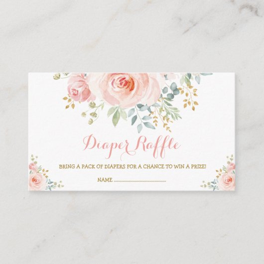 Bohoのフェミニンな赤面の花のピンクのバラのベビーシャワー エンクロージャーカード (正面)