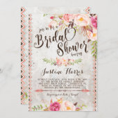 Bohoのブライダルシャワーの招待状 招待状 (正面/裏面)