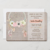 Bohoのブライダルシャワーの招待状、素朴なDreamcatcher 招待状 (正面)