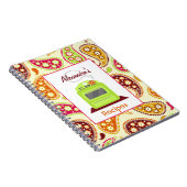 Bohoのペイズリー及びレトロのストーブのレシピのノート ノートブック (右側)