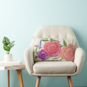 Bohoのボヘミアのモダンなヴィンテージのばら色の花の蝶 ランバークッション (椅子)