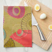 Bohoのボヘミアのレトロのカラフルな花の花 キッチンタオル (四つ折り)