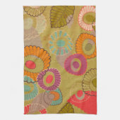 Bohoのボヘミアのレトロのカラフルな花の花 キッチンタオル (縦)