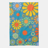 Bohoのボヘミアのレトロのカラフルな花の花 キッチンタオル (縦)