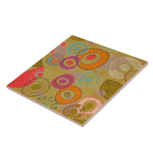 Bohoのボヘミアのレトロのカラフルな花の花 タイル (側面)