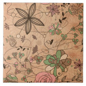 Bohoのボヘミアのレトロのカラフルな花の花 タイル (正面)