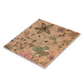 Bohoのボヘミアのレトロのカラフルな花の花 タイル (側面)