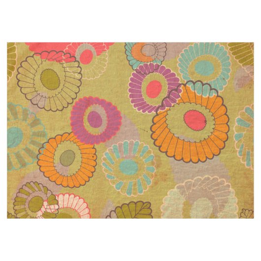 Bohoのボヘミアのレトロのカラフルな花の花 テーブルクロス (正面(横))