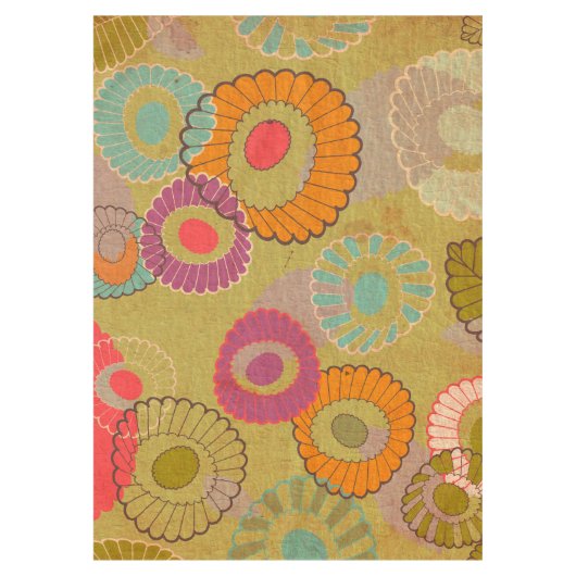 Bohoのボヘミアのレトロのカラフルな花の花 テーブルクロス (正面)