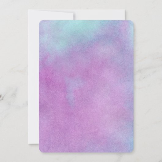 Bohoのボヘミアの羽の紫色のベビーシャワー 招待状 (裏面)