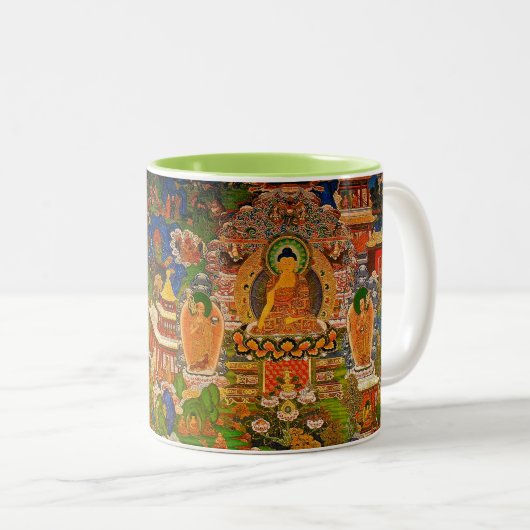 Bohoのボヘミア人を賛美する仏の仏教の仏教 ツートーンマグカップ (正面右)