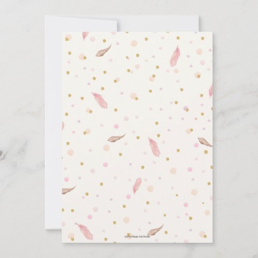 Bohoのユニコーンの誕生日の花の女の子の第1誕生日 招待状 (裏面)