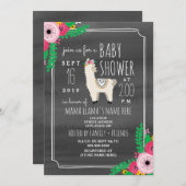 Bohoのラマのダークグレーの水彩画のベビーシャワーの招待 招待状 (正面/裏面)