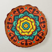 Bohoのレトロのカラフルで美しいボヘミア人 ラウンドクッション (裏面)