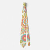 Bohoのレトロのファンキーな花の花パターン(クリーム) ネクタイ (正面)